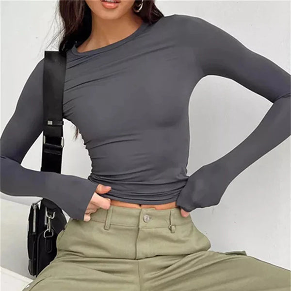 Women Casual Long Sleeve T Shirt Y2K