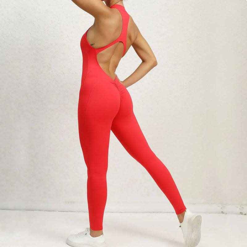 Sexy Hollow Backless Scrunch Sporty Jumpsuit